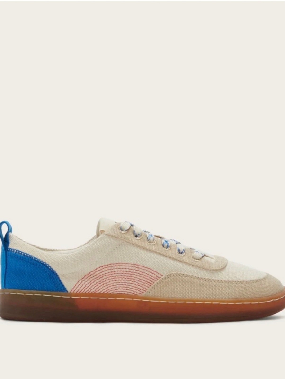Everlane Tread-Bare Cream Canvas Low Top Sneakers Blue Cream Women 12